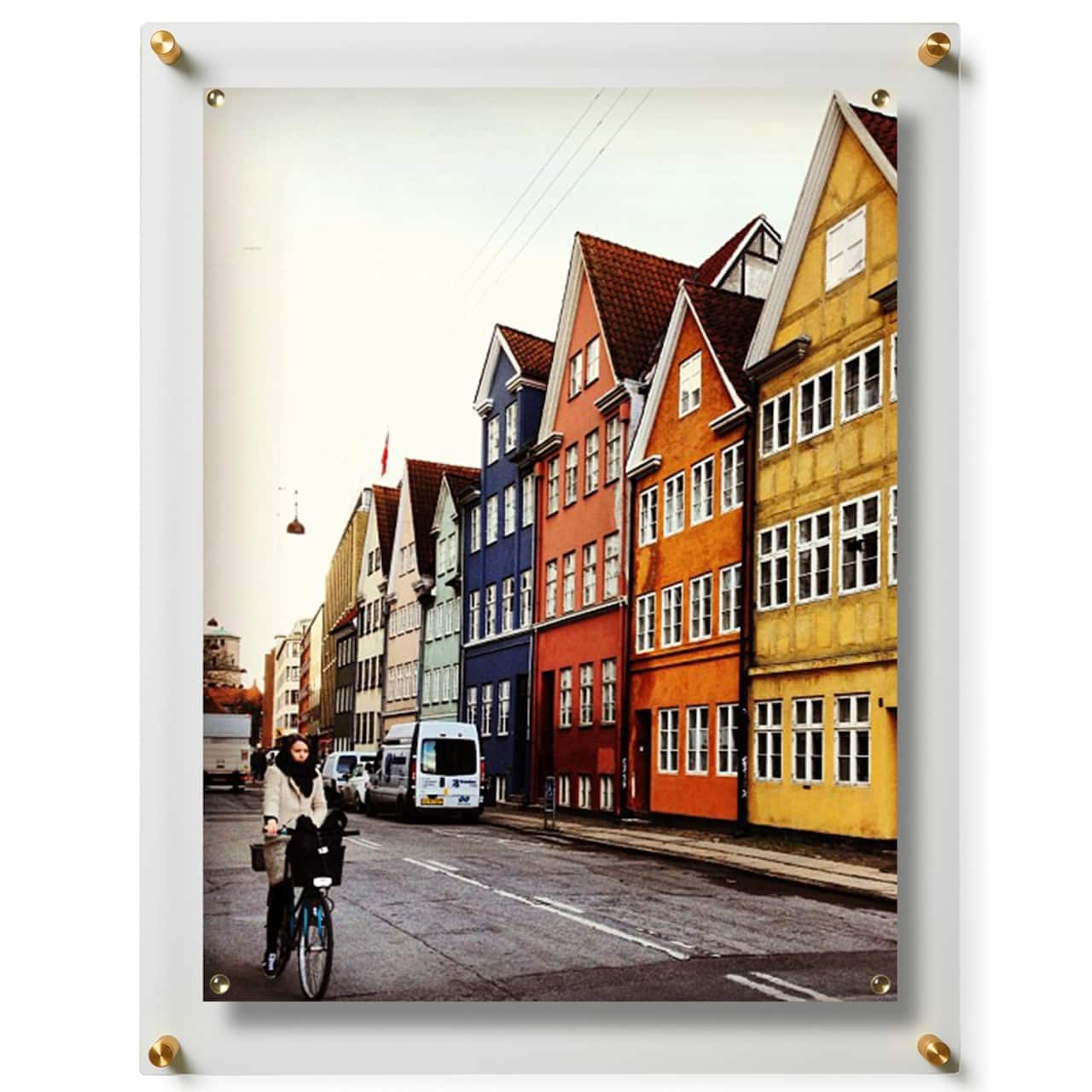 Wexel Art Single Panel Clear Acrylic Floating Wall Frame & Magnets with Gold Hardware